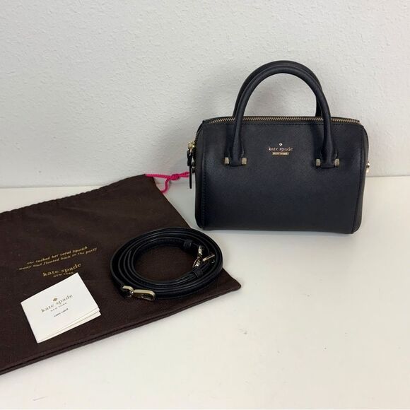 Kate Spade Cameron Street Lane Crossbody Satchel Purse Black Leather - Picture 1 of 14